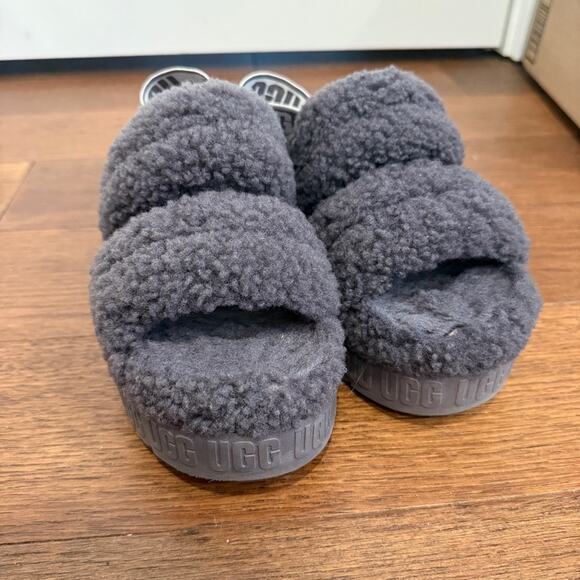 UGG Fluffy Platform Sandals in Charcoal - Picture 2 of 6